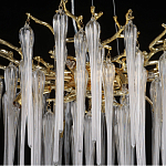 Люстра золотого цвета с декоративными ветками и длинными прозрачными стеклянными подвесами в форме сосулек Droplet Chandelier варинант исполнения - 10 | Loft Concept в Уфе