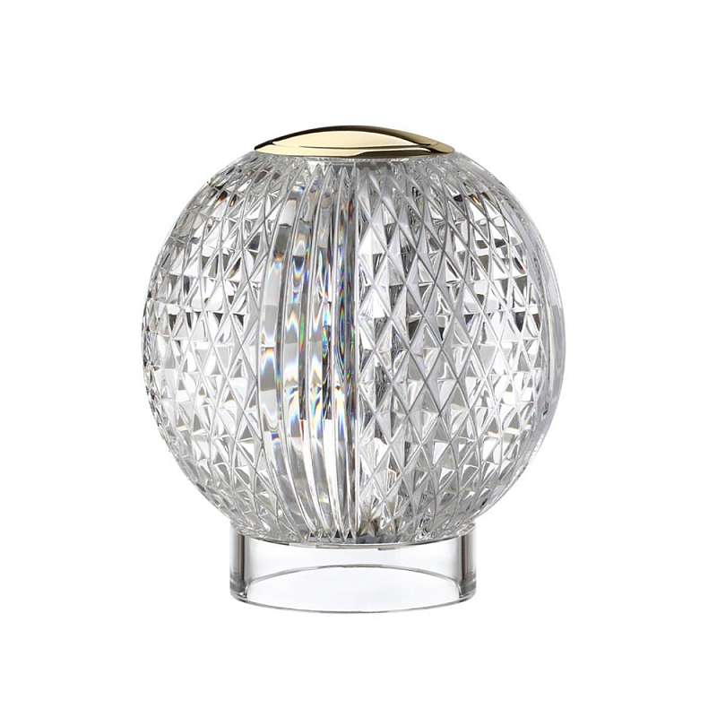Настольная лампа с прозрачным шарообразным плафоном на цилиндрической подставке Crystal Globule Золотой Прозрачный Хром в Уфе | Loft Concept 