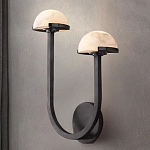 Бра с 2-мя мраморными плафонами на черном корпусе Light Warm Light варинант исполнения - 3 | Loft Concept в Уфе