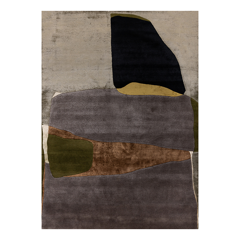 Ковер шелк Manhattan Wool Silk Carpet VIII Серый Черный Зеленый в Уфе | Loft Concept 