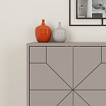 Комод бежево-серый с 4-мя дверцами с геометрическим рисунком на металлических ножках DUNE CONSOLE LIGHT MOCHA варинант исполнения - 4 | Loft Concept в Уфе