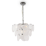 Люстра из белых стеклянных дисков на серебрянном каркасе White Glowing Reflectors варинант исполнения - 3 | Loft Concept в Уфе