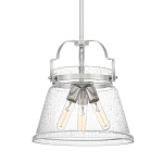 Подвесной светильник с прозрачным стеклянным плафоном в форме колокола с эффектом пузырьков и тремя лампами Quoizel варинант исполнения - 1 | Loft Concept в Уфе