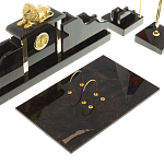 Настольный письменный набор из чёрного обсидиана с декором в виде льва Golden Lion варинант исполнения - 3 | Loft Concept в Уфе