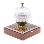 Икорница с декором "Три рыбки" с гравировкой и натуральным камнем Нефрит Decorative Cavair Dishes варинант исполнения - 6 | Loft Concept в Уфе