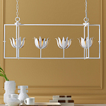 Люстра белая прямоугольная с абажурами в виде цветков тюльпана White Tulips варинант исполнения - 8 | Loft Concept в Уфе
