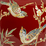 Настольная лампа бордовая с изображением птиц Slip Away варинант исполнения - 6 | Loft Concept в Уфе