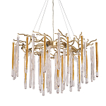 Люстра подвесная золотого цвета с разветвленными ветвями и прозрачными стеклянными подвесками Droplet Chandelier варинант исполнения - 1 | Loft Concept в Уфе