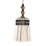 Подвесной светильник с подвесом из деревянных бусин и абажуром из кисточек Аmbiance варинант исполнения - 1 | Loft Concept в Уфе