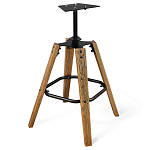 Барный стул со спинкой и металлической подставкой на 4-х деревянных ножках Бежевый Велюр Vendramin Chair варинант исполнения - 8 | Loft Concept в Уфе