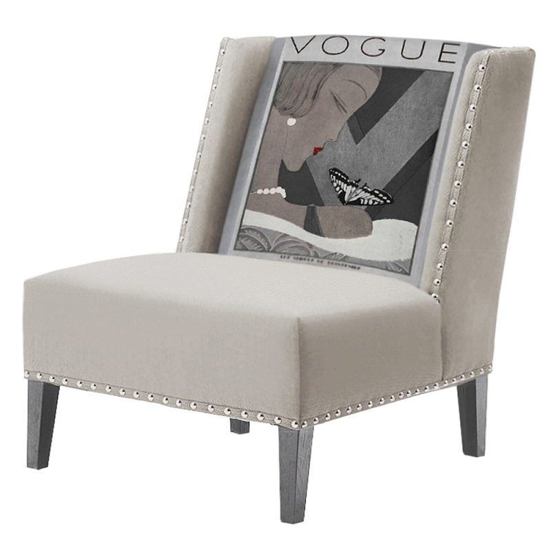 FUN Armchair  Vogui II Beige Дизайнерское кресло с цветным принтом Бежево-серый в Уфе | Loft Concept 