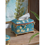 Салфетница прямоугольная голубого цвета с цветами и бабочками Blue Garden варинант исполнения - 3 | Loft Concept в Уфе