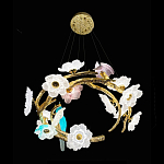 Люстра круглая на золотом каркасе с птичками и цветочным декором Miscellaneous herbs варинант исполнения - 8 | Loft Concept в Уфе