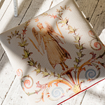 Банкетка одноместная из массива бука бежевая с растительным орнаментом Raffael Beige Floral Banquette варинант исполнения - 3 | Loft Concept в Уфе