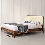 Кровать двуспальная с каркасом из дерева и мягким изголовьем Moon Walnut Bed варинант исполнения - 6 | Loft Concept в Уфе