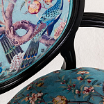 Полукресло из массива бука бирюзовое с изображением птиц и цветов Turquoise Chinoiserie Garden Chair варинант исполнения - 4 | Loft Concept в Уфе