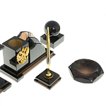 Настольный письменный набор с часами из природного камня обсидиана National Еmblem варинант исполнения - 5 | Loft Concept в Уфе