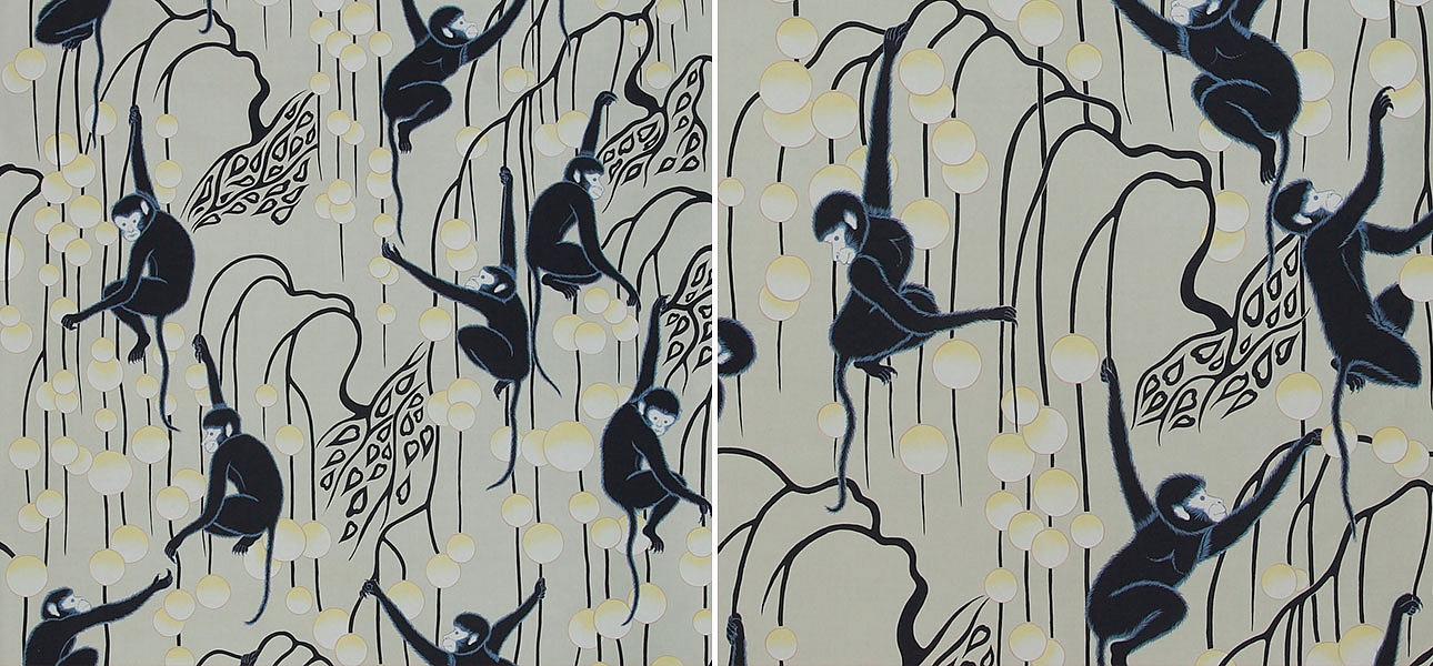 Обои ручная роспись Deco Monkeys Terracotta on Icefield dyed silk Обои ручная роспись Deco Monkeys Terracotta on Icefield dyed silk - Loft-Concept в Уфе
