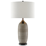 Настольная лампа керамическая с тканевым цилиндрическим абажуром Bullet варинант исполнения - 2 | Loft Concept в Уфе