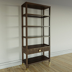 Стеллаж Elsa Dreams Walnut со стеклянными полками и ящиком варинант исполнения - 1 | Loft Concept в Уфе