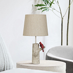 Настольная лампа с тканевым абажуром и основанием в виде птицы на дереве Simurq варинант исполнения - 3 | Loft Concept в Уфе