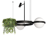 Подвесной светильник с 2-мя шарообразными плафонами и цилиндрическим спотом Light of Еyes варинант исполнения - 1 | Loft Concept в Уфе