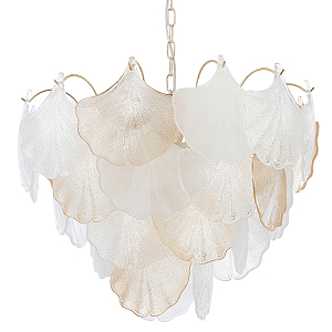 Люстра с рельефными стеклянными элементами в форме листьев Textured Glass Chandelier