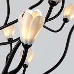 Люстра подвесная черного цвета с ветвями и белыми фарфоровыми цветами Floralis варинант исполнения - 13 | Loft Concept в Уфе