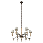 Люстра на металлическом основании с 6-ю белыми тканевыми абажурами Terrain варинант исполнения - 4 | Loft Concept в Уфе