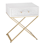 Приставной столик с выдвижным ящиком  White Table Carved Pattern варинант исполнения - 1 | Loft Concept в Уфе