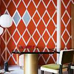 Обои ручная роспись Chez Nina by India Mahdavi Lantana colourway on Arancio dyed silk варинант исполнения - 4 | Loft Concept в Уфе