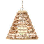 Подвесной светильник в форме колокола из деревянных бусин Wooden Beads варинант исполнения - 1 | Loft Concept в Уфе
