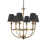 Люстра на металлическом основании бронзового цвета с 6-ю черными конусовидными абажурами Dignity варинант исполнения - 2 | Loft Concept в Уфе