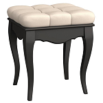 Пуф из массива бука с бежевой обивкой из велюра White Provence Black Provence варинант исполнения - 1 | Loft Concept в Уфе