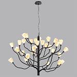 Люстра подвесная черного цвета с ветвями и белыми фарфоровыми цветами Floralis варинант исполнения - 12 | Loft Concept в Уфе