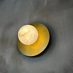 Бра круглое с плафоном из натурального камня на латунном основании Cryptocrystalline Stone варинант исполнения - 5 | Loft Concept в Уфе