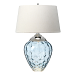 Настольная лампа со белым конусным абажуром и прозрачным голубым стеклянным основанием Quintiesse варинант исполнения - 1 | Loft Concept в Уфе