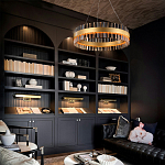 Люстра кольцевая чёрного цвета с вертикальными стеклянными элементами Ring Horizontal варинант исполнения - 2 | Loft Concept в Уфе