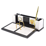 Настольный письменный набор из белого мрамора и змеевика Marble Accessory варинант исполнения - 2 | Loft Concept в Уфе