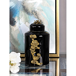 Банка с крышкой из фарфора с бронзовым цветочным элементом Eden Garden варинант исполнения - 4 | Loft Concept в Уфе