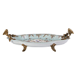 Блюдо овальное из голубого фарфора с ручками в виде бабочек и цветочным рисунком Blue Garden варинант исполнения - 1 | Loft Concept в Уфе