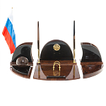 Настольный письменный набор с часами из природного камня обсидиана Oval Office варинант исполнения - 1 | Loft Concept в Уфе