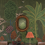 Обои ручная роспись Malwa Original colourway on Olive tobacco варинант исполнения - 1 | Loft Concept в Уфе