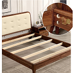 Кровать двуспальная с каркасом из дерева и мягким изголовьем Moon Walnut Bed варинант исполнения - 5 | Loft Concept в Уфе