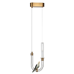 Подвесной светильник с декоративной фигуркой птицы на прозрачной изогнутой трубке Ganthea варинант исполнения - 2 | Loft Concept в Уфе