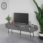 ТВ-тумба серая с 2-мя откидными дверцами и 2-мя открытыми полками CAPSULE TV STAND RETRO GREY варинант исполнения - 2 | Loft Concept в Уфе