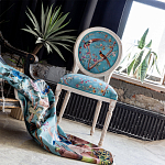 Стул из массива бука бирюзовый с изображением птиц и цветов Turquoise Beige Chinoiserie Peach Garden Chair варинант исполнения - 6 | Loft Concept в Уфе