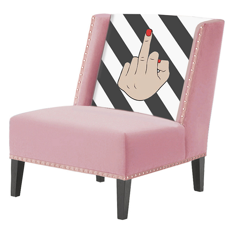 FUN Armchair "fuck off" pink  Дизайнерское кресло с цветным принтом Розовый пастельный в Уфе | Loft Concept 