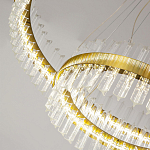 Люстра подвесная двухъярусная с золотистымыми кольцами и прозрачными стеклянными элементами Ring Horizontal варинант исполнения - 3 | Loft Concept в Уфе