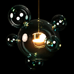 Подвесной светильник с прозрачными бирюзовыми стеклянными шарами и золотыми деталями Диаметр 46 Giopato & Coombes варинант исполнения - 4 | Loft Concept в Уфе